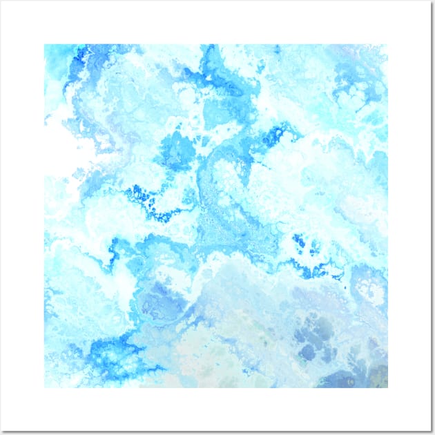 Blue Turquoise Liquid Fluid Ink 11 Wall Art by Sahl King